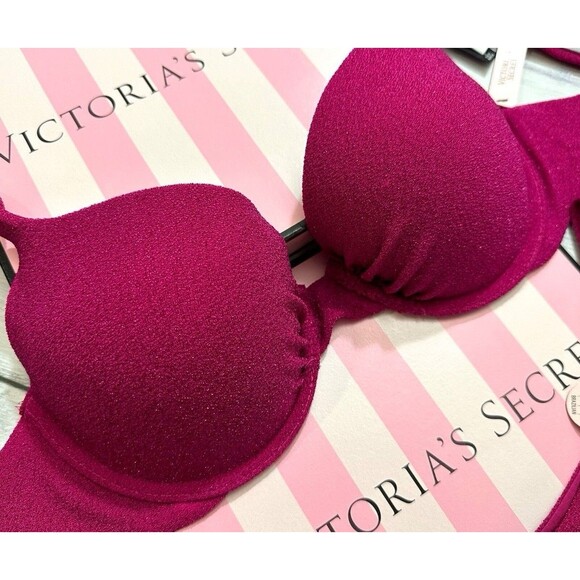 Victoria's Secret Other - Victoria’s Secret Swim Shimmer Icon Push-Up Pink Bikini Top